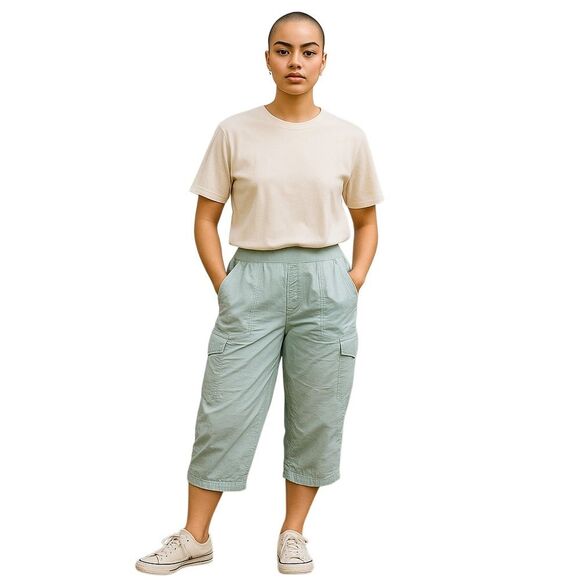 Christopher & Banks Light Blue Capris Womens Size 8 Cropped Pants with Pockets - Picture 1 of 8